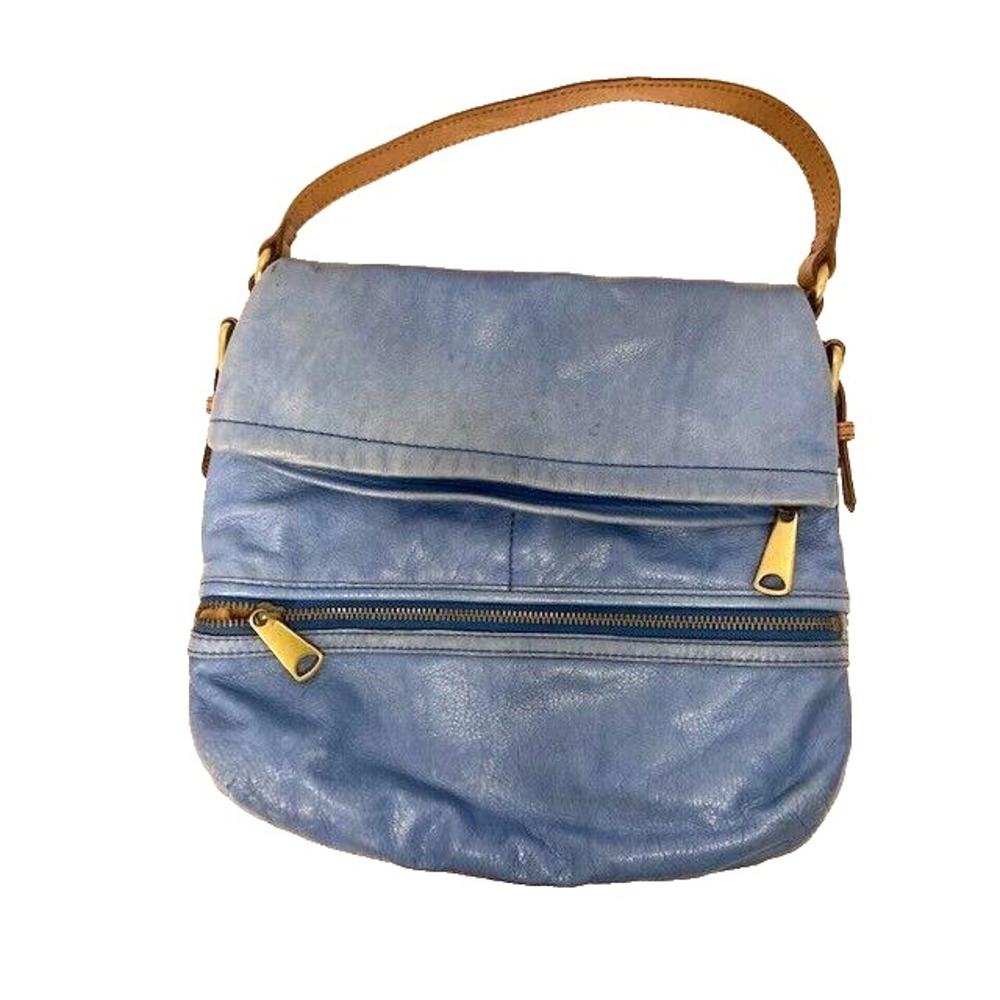 Vintage Fossil Denim Hobo Bag Purse‎ Leather Shoulder Strap